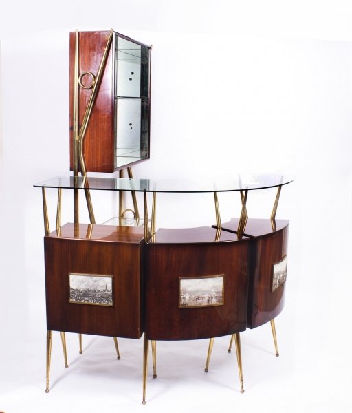 Antique Art Deco Gio Ponti Cocktail Bar & Mirrored Cabinet 1950 | Ref. no. 07202 | Regent Antiques