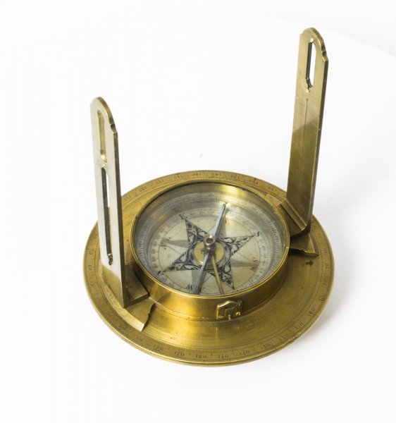 Antique English Victorian Brass Surveyor\'s Compass Mid 19th C | Ref. no. 07218 | Regent Antiques