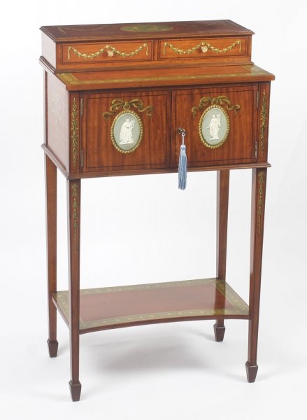 Antique George III Satinwood Cabinet Cheveret Wedgewood Plaques 19th C | Ref. no. 07229. | Regent Antiques