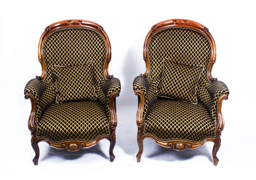 Antique Pair Victorian Rosewood Spoonback Armchairs | Ref. no. 07243 | Regent Antiques