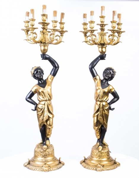 Stunning Pair of Blackamoor Candelabra Lamps | Ref. no. 07253 | Regent Antiques