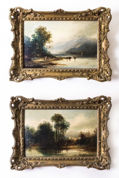 Antique Pair Oil Paintings 