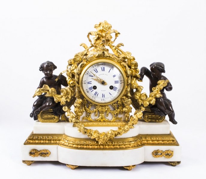 Antique French White Marble & Ormolu Mantel clock C1860 | Ref. no. 07264 | Regent Antiques