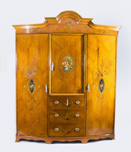 Antique English Satinwood & Painted Wardrobe c.1900 | Ref. no. 07300 | Regent Antiques