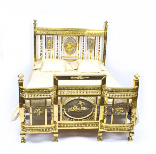 Antique Edwardian Polished Brass Double Bed C1900 | Ref. no. 07308 | Regent Antiques