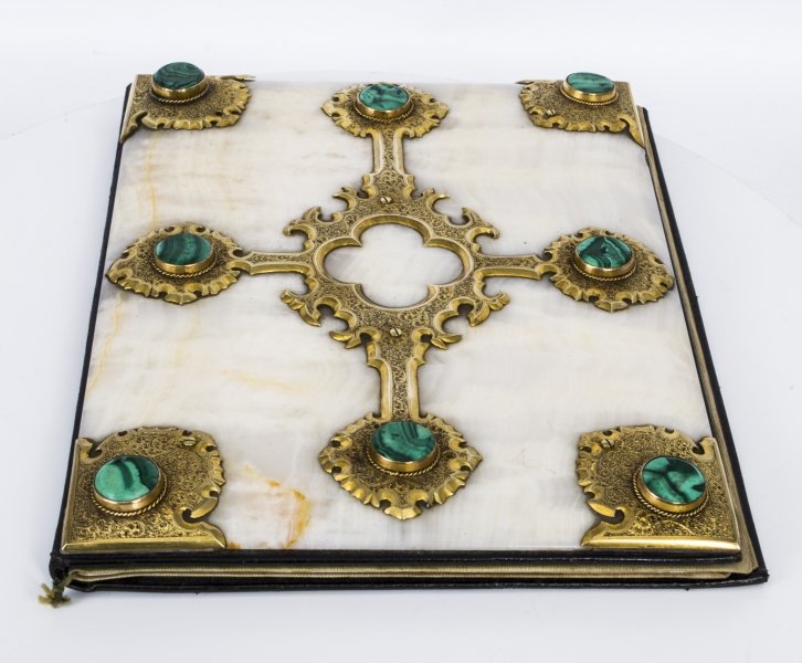Antique Victorian Ormolu Malachite Onyx Desk Blotter C1870 | Ref. no. 07309 | Regent Antiques