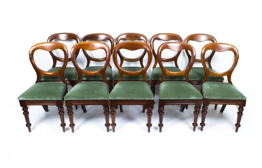 Antique Set 10 Victorian Balloon Back Dining Chairs c.1880 | Ref. no. 07315 | Regent Antiques