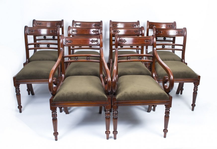 Set 10 English Regency Style Tulip Back Dining Chairs | Regency Style Chairs | Ref. no. 07317a | Regent Antiques