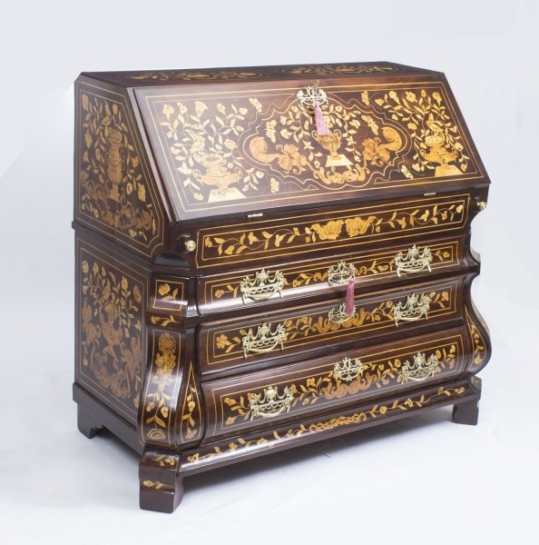 Antique Dutch Marquetry Walnut Bombe\' Bureau c.1780 | Ref. no. 07319 | Regent Antiques