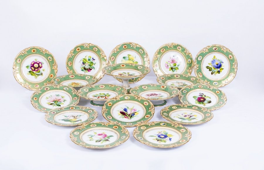 Antique English Hand Painted Porcelain Dessert Service c.1860 | Ref. no. 07341 | Regent Antiques