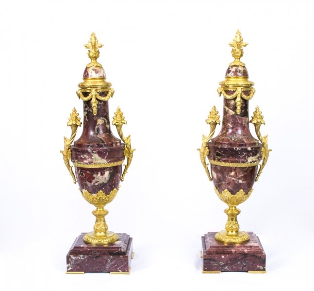 Antique Pair Louis XV Breche Violette & Ormolu Urns 1870 | Ref. no. 07381 | Regent Antiques