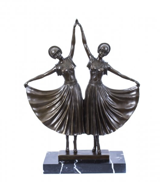 Art Deco Style Large Bronze Pair Dancing Ladies | Ref. no. 07510 | Regent Antiques