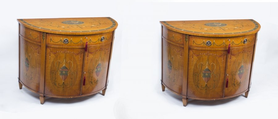 Vintage Pair Painted Satinwood Half Moon Cabinets 20th C | Ref. no. 07520 | Regent Antiques
