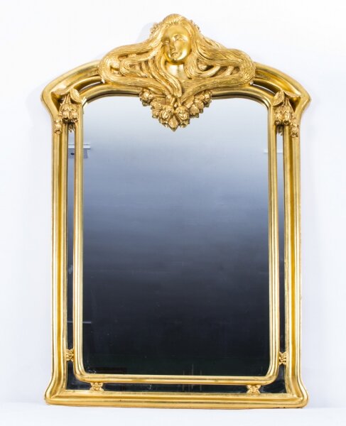 Beautiful French Art Nouveau Carved Giltwood Mirror 103 x 71 cm | Ref. no. 07547 | Regent Antiques