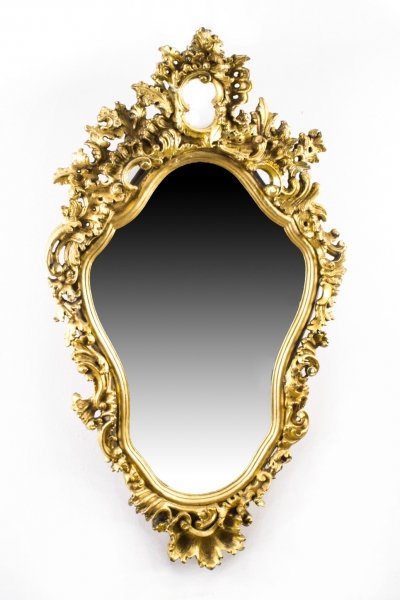 Antique French Giltwood Rococo Cartouche Shape Mirror c.1860 - 91 x 52 cm | Ref. no. 07598 | Regent Antiques