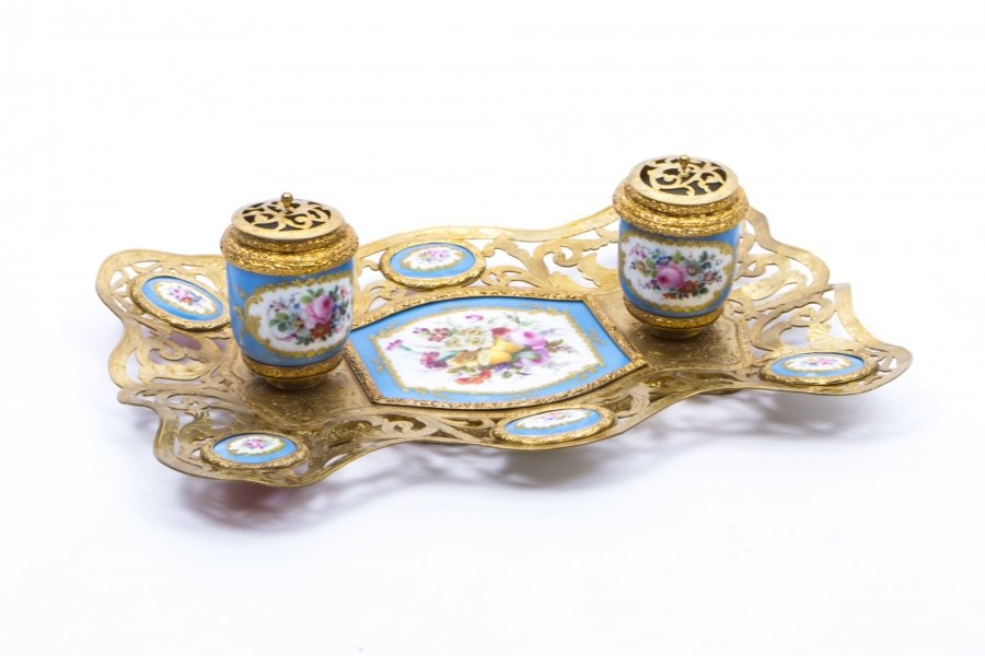 Antique  French Ormolu & Sevres Porcelain Standish Inkstand | Ref. no. 07647 | Regent Antiques
