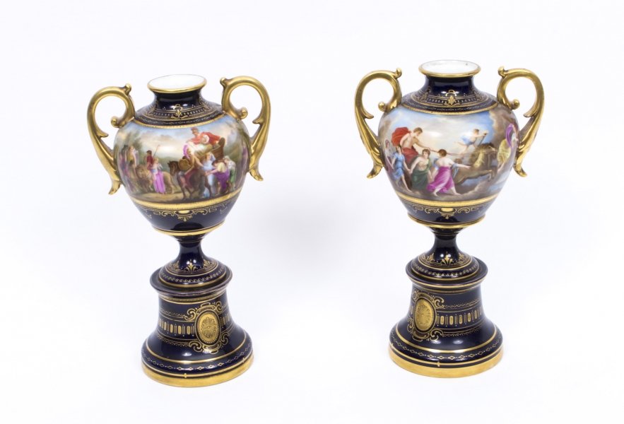 Antique Pair Vienna Porcelanin Urns signed J.Lohner C1900 | Ref. no. 07651 | Regent Antiques