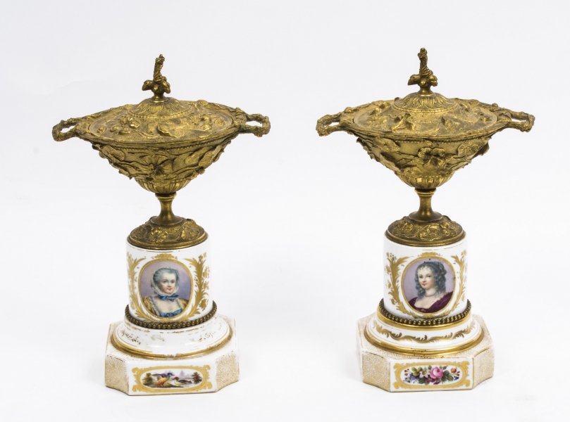 Antique Pair of French Ormolu & Porcelain Urns c.1860 | Ref. no. 07668 | Regent Antiques