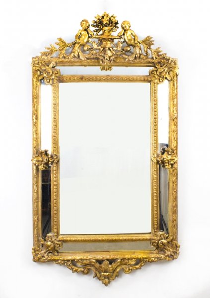 Antique Giltwood Louis Revival Overmantel Cushion Mirror 143 x 75 cm | Ref. no. 07676 | Regent Antiques