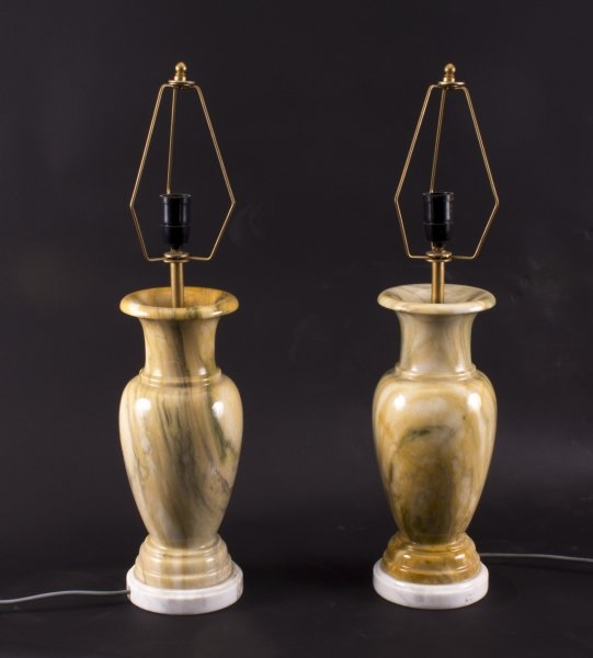 Vintage Pair of Peach Table Lamps Late 20th Century | Ref. no. 07679 | Regent Antiques