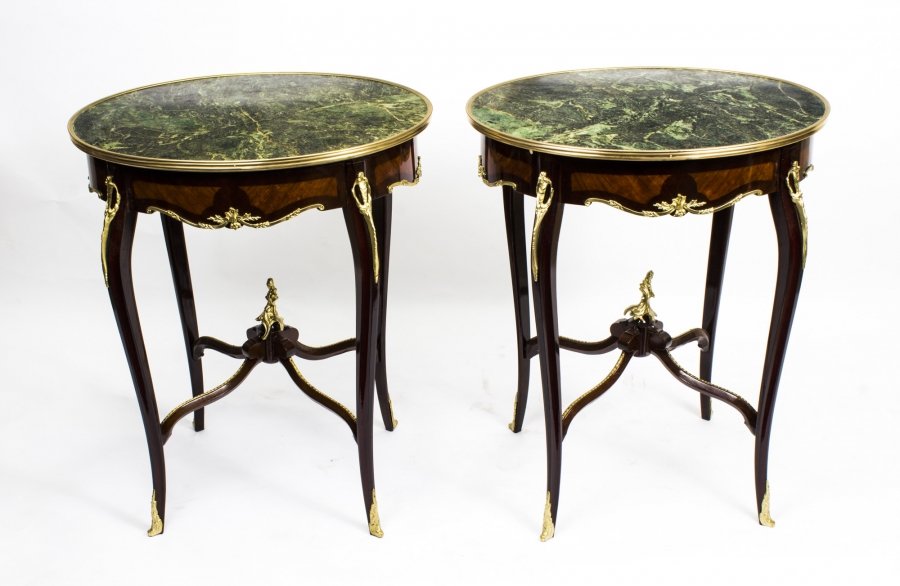 Pair Louis Revival Green Marble Topped Occasional Tables | Ref. no. 07688 | Regent Antiques