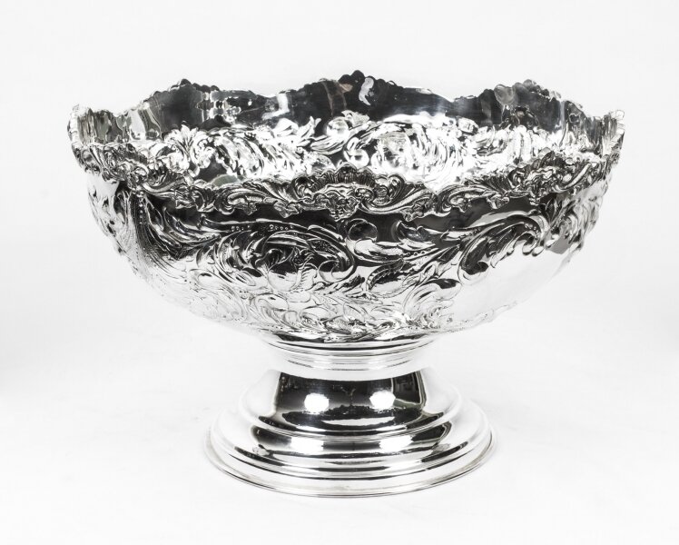 Vintage Large Silver Plated Punch Bowl Cooler  Floral Decoration 20th C | Ref. no. 07784 | Regent Antiques