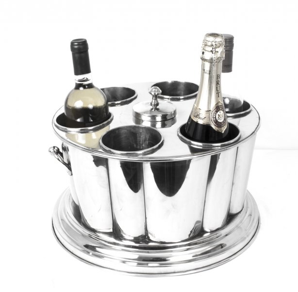 Large 6 Bottle Silver Plated Wine Cooler Ice Bucket | Ref. no. 07790 | Regent Antiques