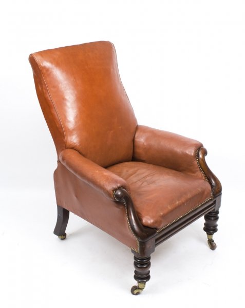 Antique William IV Brown Leather Armchair C1830 | Ref. no. 07866 | Regent Antiques