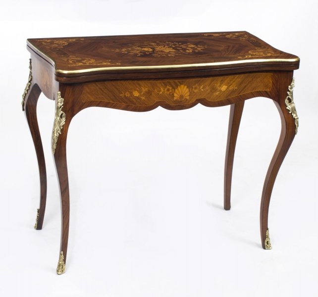Antique French Burr Walnut Marquetry Card Table c.1880 | Ref. no. 07940 | Regent Antiques