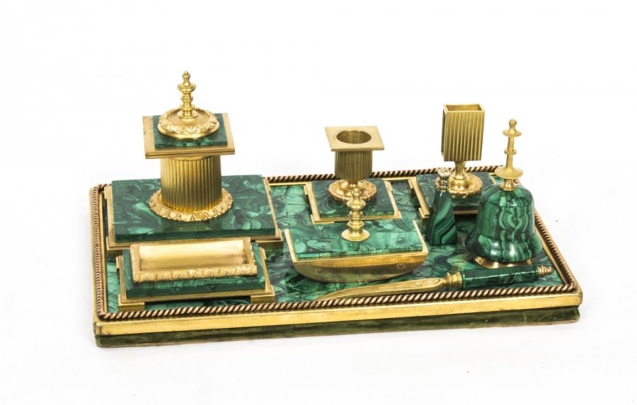 Antique Malachite Ormolu Mounted 9 Piece Desk Set c.1880 | Ref. no. 07943y | Regent Antiques