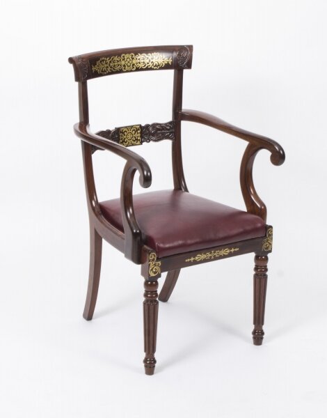 Antique Regency Brass Marquetry Elbow chair armchair C1815 | Ref. no. 07953a | Regent Antiques