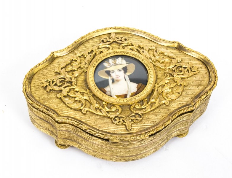 Antique Gilt Bronze Jewellery Casket & Miniature  c.1870 | Ref. no. 07975WI | Regent Antiques