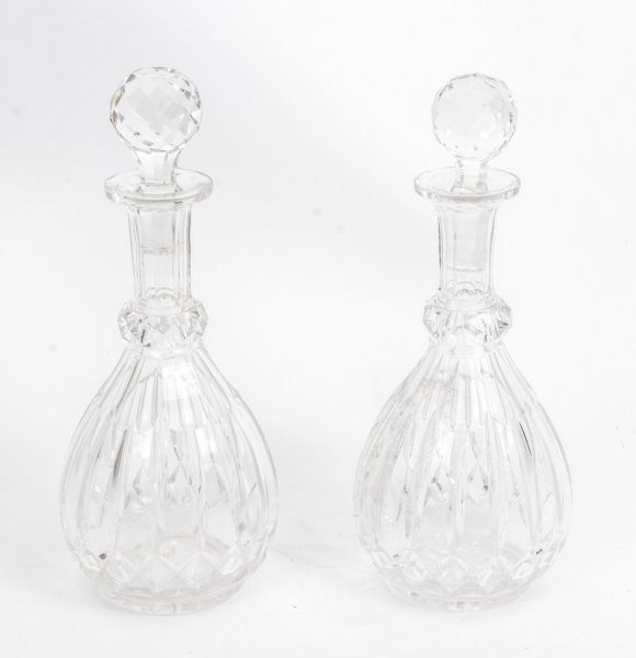 Antique Pair Cut  Glass Baluster  Decanters & stoppers C1870 | Ref. no. 08007 | Regent Antiques
