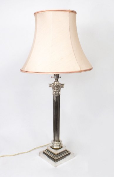 Antique Victorian Silver Plated Corinthian Column Table  Lamp c.1880 | Ref. no. 08020 | Regent Antiques