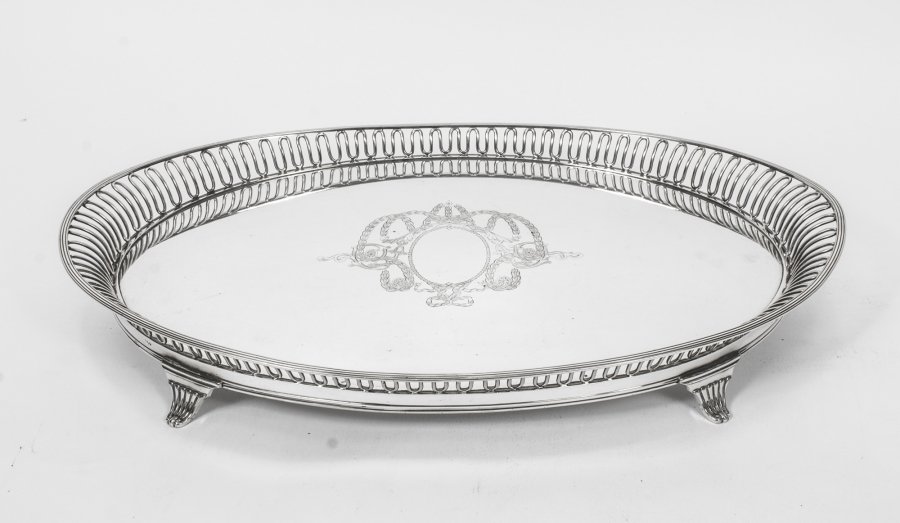 Antique Victorian Oval Silver Plated Tray by Elkington C1880 | Ref. no. 08039 | Regent Antiques
