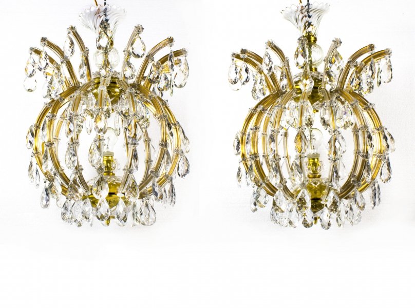 Superb Pair of Vintage French Cage Crystal Chandeliers | Ref. no. 08040 | Regent Antiques