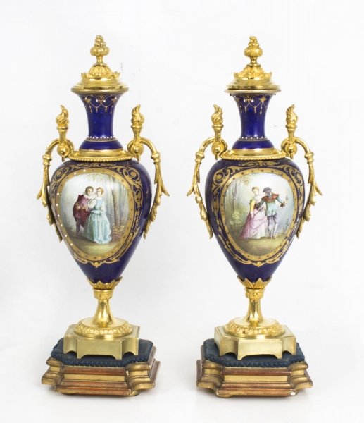 Antique Pair OrmoluMounted Royal Blue Sevres Urns Vases C1880 | Ref. no. 08045 | Regent Antiques