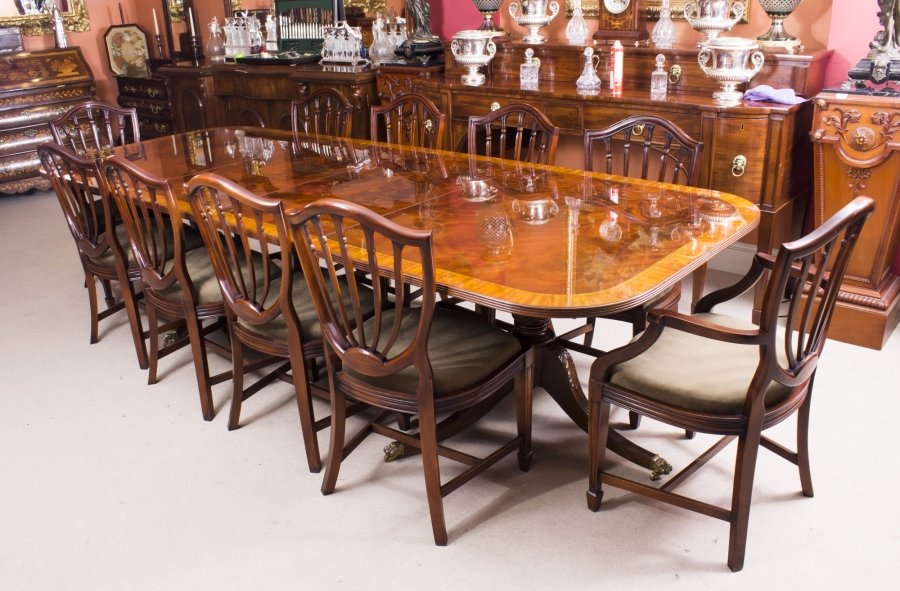 Regency Table & Hepplewhite Chairs | Dining Table & Chairs | Ref. no. 08055cc | Regent Antiques