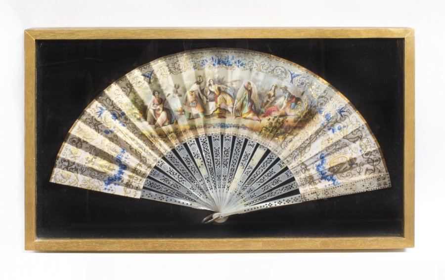 Antique French Hand Painted Mother Pearl Fan C1880 | Ref. no. 08066 | Regent Antiques