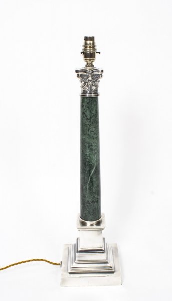 green marble silver plated table lamp | Ref. no. 08133a | Regent Antiques