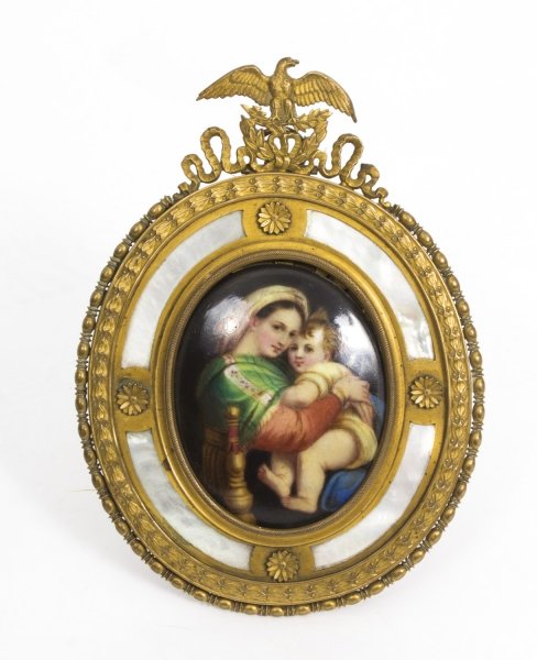 Antique Ormolu Mother Pearl  Framed Porcalain Plaque Madonna 19thC | Ref. no. 08144 | Regent Antiques