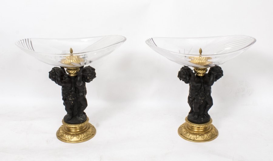 Pair Cut Glass & Bronze Ormolu Cherub Centrepieces | Ref. no. 08188a | Regent Antiques