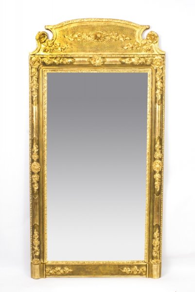 Antique French Floral Motif Giltwood Overmantel Mirror c.1860    156 x 81 cm | Ref. no. 08224 | Regent Antiques