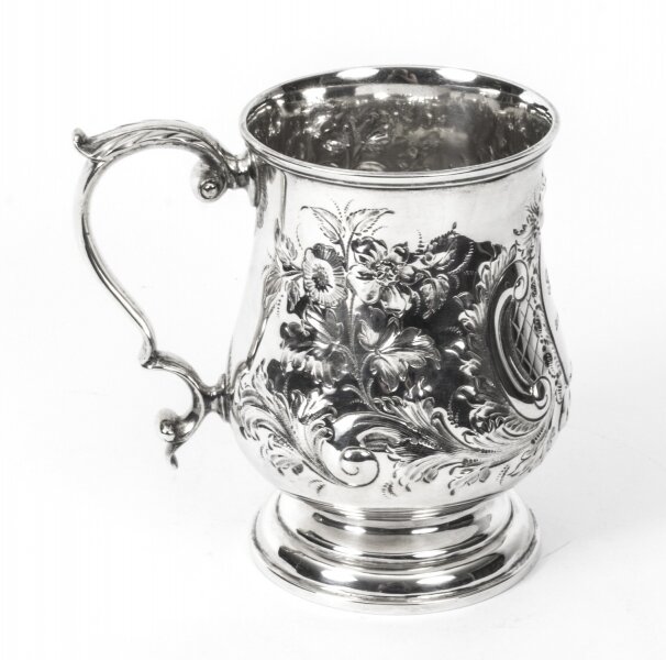 Antique Victorian Silver Plated Embossed and Engraved Mug C1870 | Ref. no. 08246a | Regent Antiques