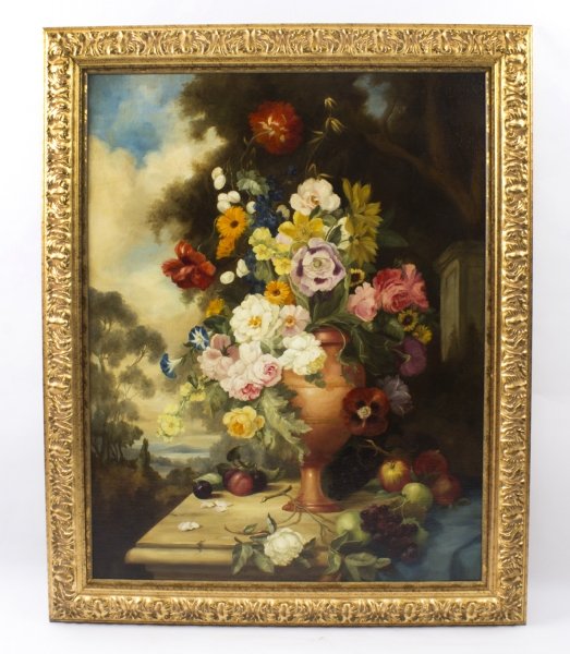 Large Antique Continental School Floral Still Life Oil Painting 19thC 114x98cm | Ref. no. 08258 | Regent Antiques