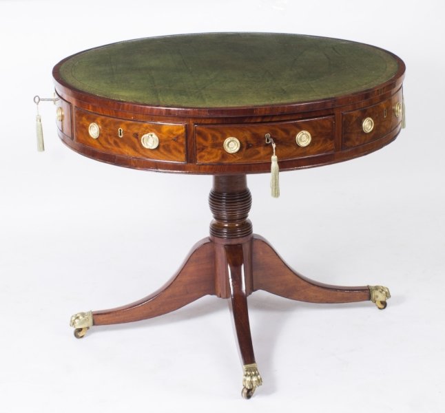 Antique George III Flame Mahogany Drum Table C1800 | Ref. no. 08281 | Regent Antiques