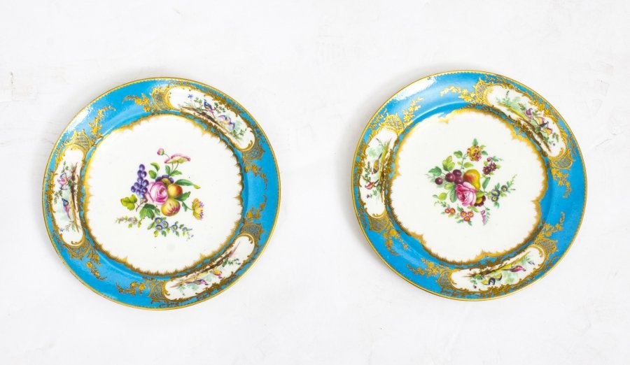 Antique Pair Sevres Bleu Celeste Porcelain Plates  18th C | Ref. no. 08283 | Regent Antiques