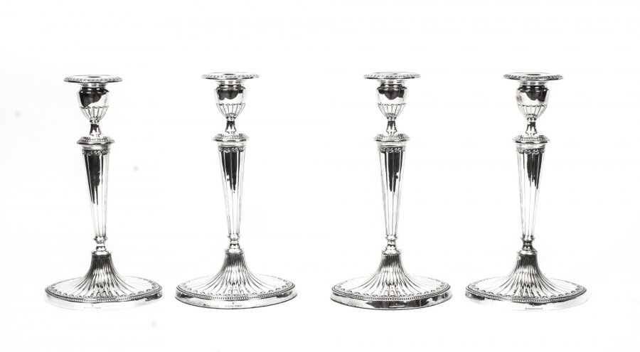 Antique Set of 4 Silver plate Neo Classical Candlesticks by Elkington C1860 | Ref. no. 08294 | Regent Antiques
