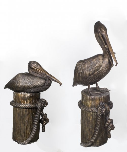 Large Pair of Bronze Statues Depicting Pelicans | Ref. no. 08315 | Regent Antiques