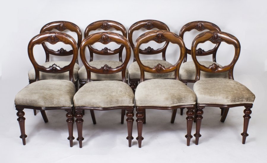 Set 8 Antique Victorian Balloon Back Dining Chairs c.1870 | Ref. no. 08327 | Regent Antiques